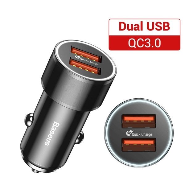 BỘ TẨU SẠC NHANH ĐA NĂNG Baseus Small Screw Dual-USB dùng cho xe hơi