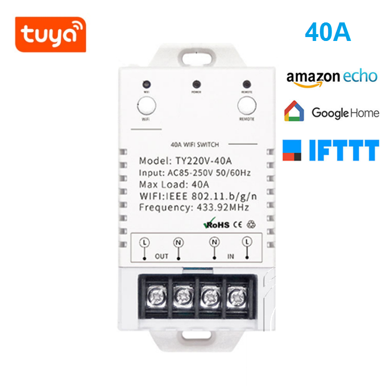 Công Tắc Wifi Và RF Công Suất Lớn 40A Tuya SHP-SW3