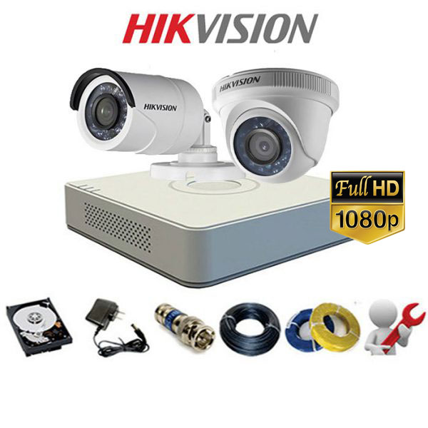 Lắp đặt trọn bộ 2 Camera TVI 2MP Hikvision