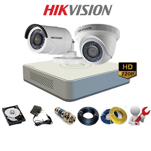 Lắp đặt trọn bộ 2 Camera TVI 1MP Hikvision