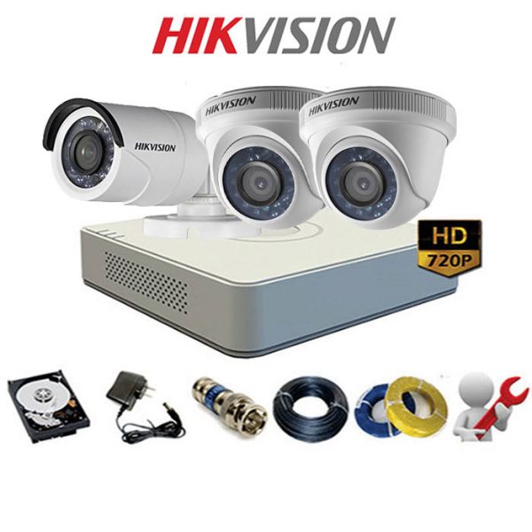 Lắp đặt trọn bộ 3 Camera TVI 1MP Hikvision