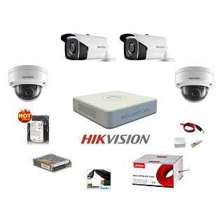 Lắp đặt trọn bộ 4 Camera IP 1MP Hikvision